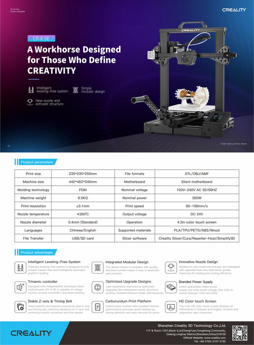 CR-6 SE 3D Printer